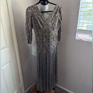 Pisarro Nights Silver Long Sleeve Dress